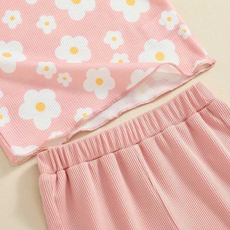 Clothing Sets 2024-04-19 Lioraitiin Kids Girls Shorts Set Short Sleeve Crew Neck Flower Print T-shirt with Shorts Summer Outfit R240708