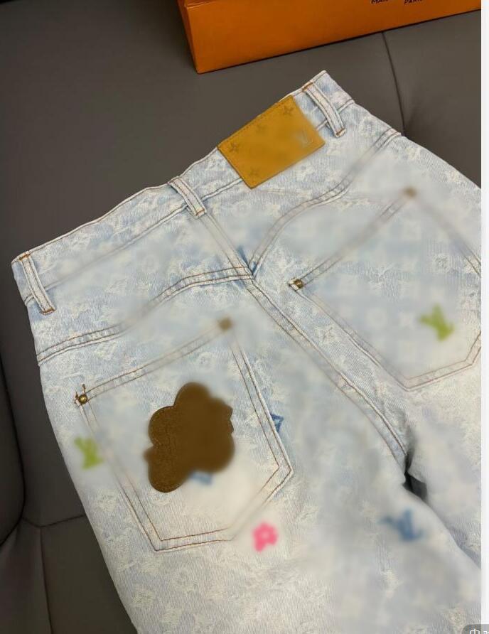24ss New women Spring Casual pants designer jean pant paris Colorful letter embroidery jacquard fabric denim Free shipping