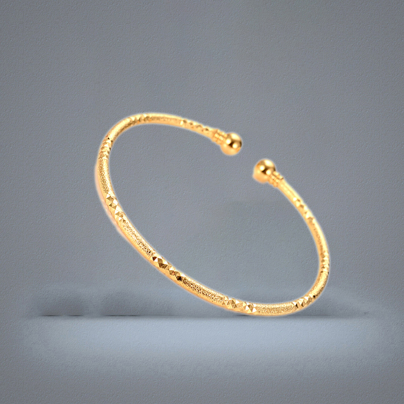 Can Open Fashion Dubai Bangle Jewelry solid Fine Yellow Gold Filled Dubai Bracelet for girl student daughter Africa Arab Items
