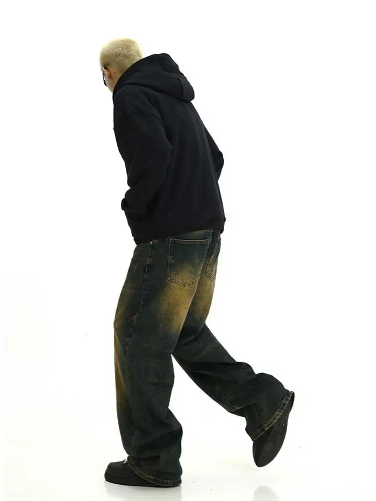REDDACHiC Plus Size Green Wash Baggy Jeans Men Adjust-waist Wide Leg Casual Pants Vintage Y2k Trousers Biker Moto Streetwear 240701