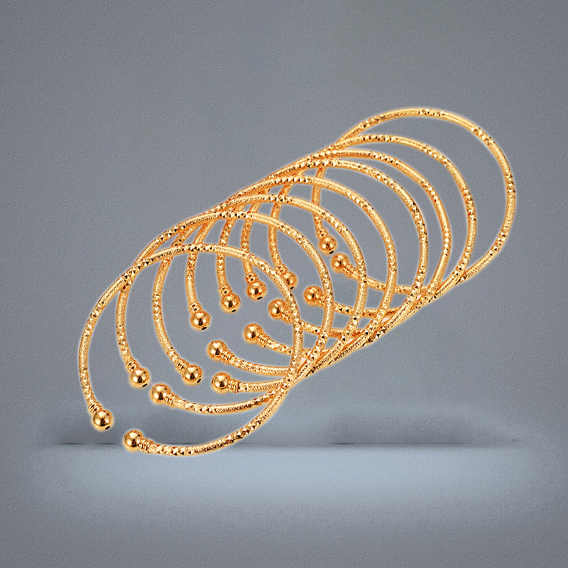 Can Open Fashion Dubai Bangle Jewelry solid Fine Yellow Gold Filled Dubai Bracelet for girl student daughter Africa Arab Items