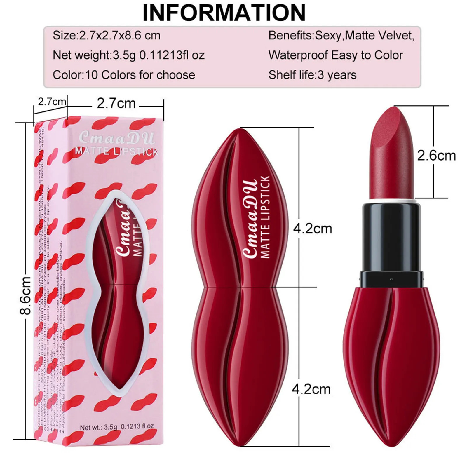 Multi color lipstick waterproof big mouth nude matte durable lipstick will not fade sexy red velvet lipstick cosmetics 240705