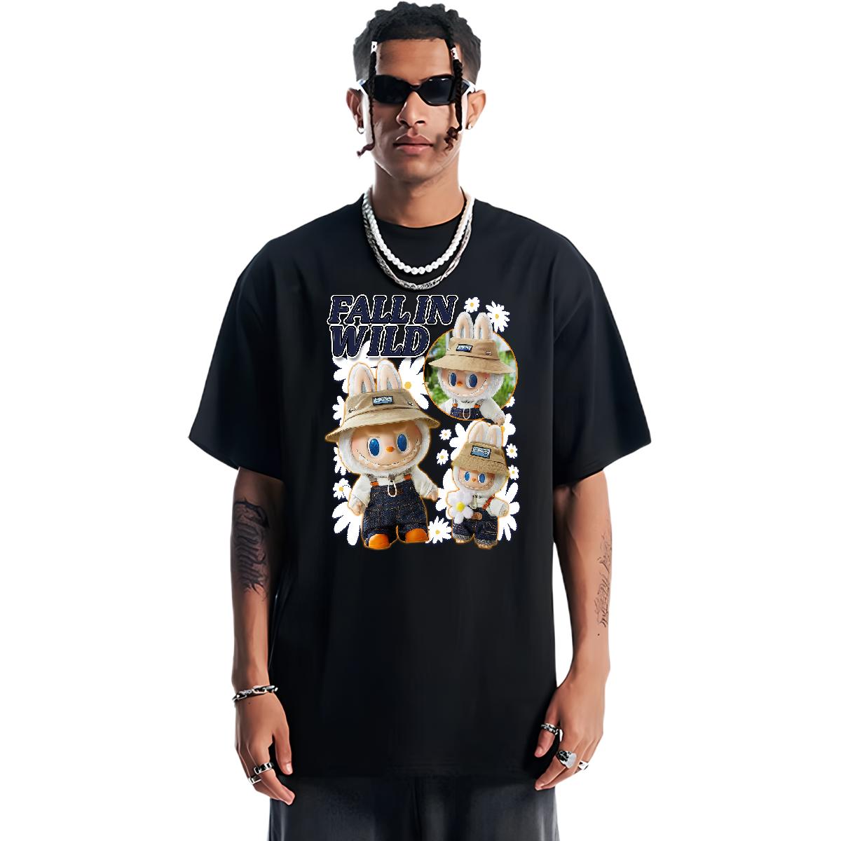 Stylish Men's Classic Cotton T-Shirt with Breathable Crew Neck and Custom Print - Plus Size Top