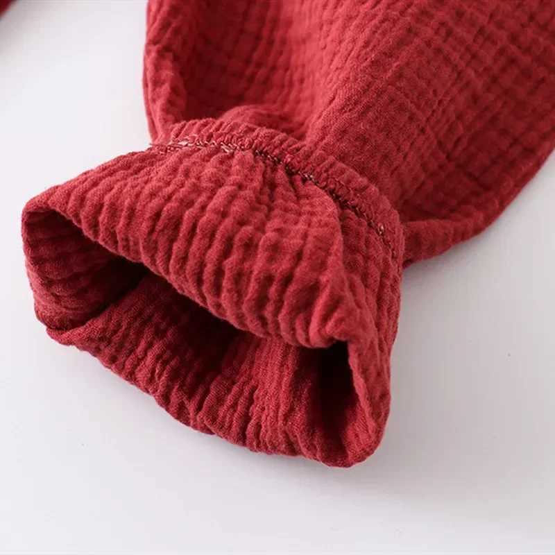 Clothing Sets 0-6Years Soft Sets Shirt Wholesale Childrens Spring Summer Organic Cotton Set Boys Girls Thin Solid Color Soft Muslin Clothes R240708