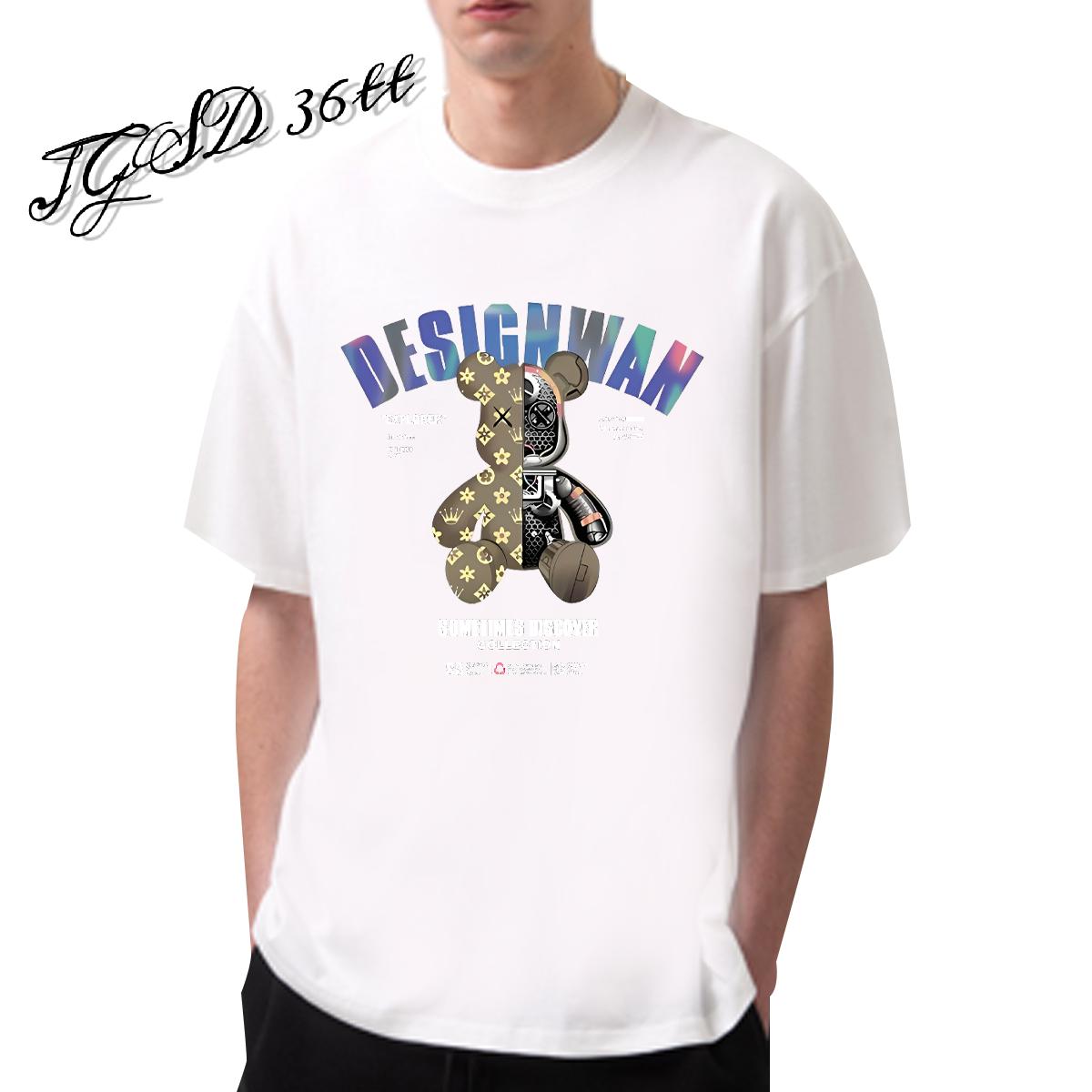 2024 DIY Men T Shirts Asian Size Men Tops Tees Spring Summer Short Sleeve Cotton O-Neck Loose Fit Top Tees