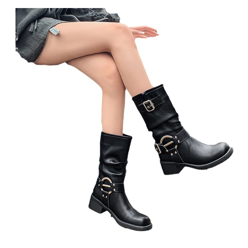 Genuine Soft Leather Western Belt Buckle Stacked Mid Barrel Knight Boots Free of Mail for Children cd67