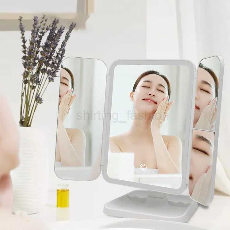 Trifold Makeup Mirror LED Lights Dorm Dressing Mirror Beauty Light up your fill light with Smart Complementary Makeup Mirror TriCL240708