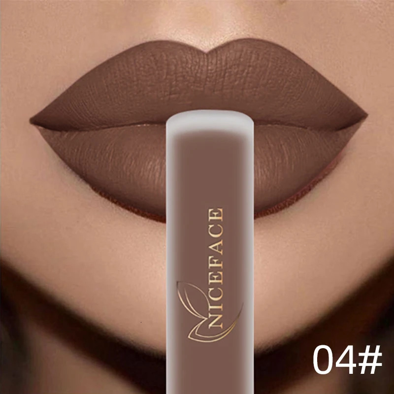 NICEFACE Nude Liquid Lipsticks waterproof velvet matte lip gloss long-lasting non stick cup lip gloss makeup pigment cosmetics 240705
