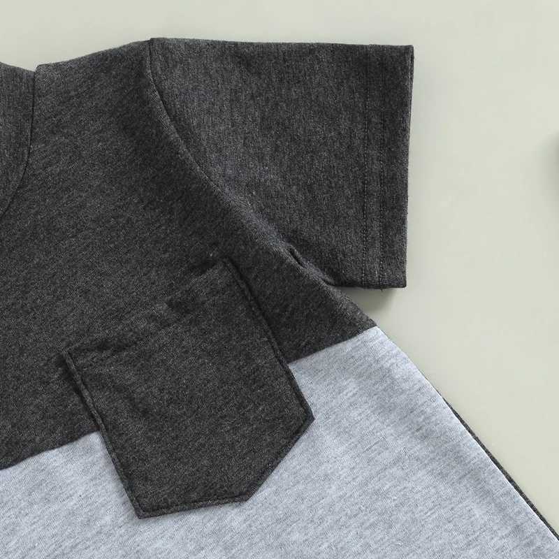 Clothing Sets 2023-03-06 Lioraitiin 0-3Years Toddler Baby Boys 2Pcs Summer Set Short Sleeve Patchwork T-shirt Elastic Waist Shorts Outfit R240708