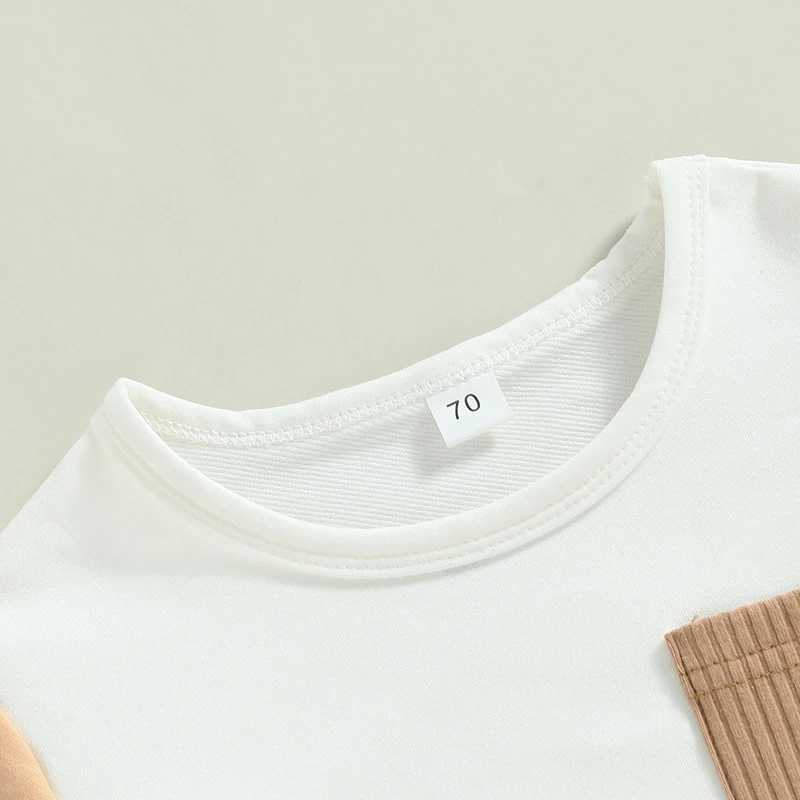 Clothing Sets 2023-04-06 Lioraitiin 0-3Years Toddler Baby Boy 2Pcs Summer Outfits Short Sleeve Contrast Color T-Shirt Pocket Shorts Set R240708