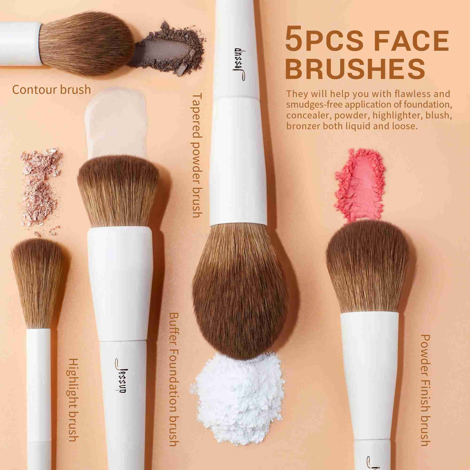 Jessup Makeup Brushes 10-14pc Makeup Brush set Synthetic Foundation Brush Powder Contour Eyeshadow Liner Blending Highlight T329CL240708