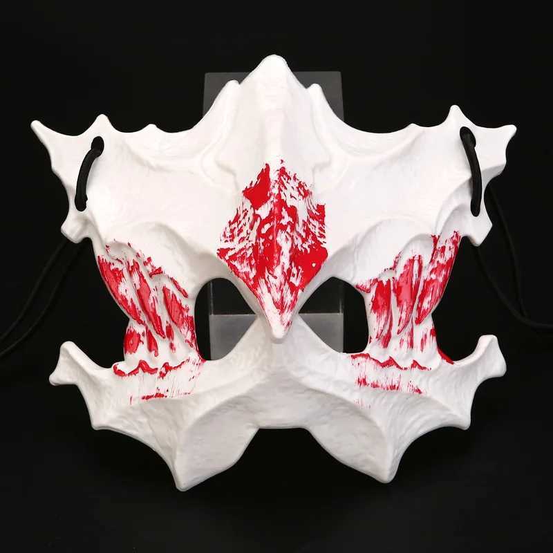 Half-face Blood Mask Men Dragon Tiger Wolf Mask Horror Halloween Costume Cover Props Animal Skeleton Mask Party Cosplay PropsXJ240905