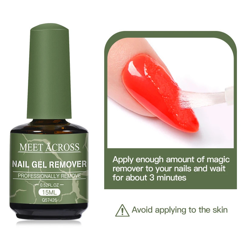MEET ACROSS 15ml Magic Quick Nail gel r Cleaning UV Soap Semi anent Varnish Nail Art Removal Tool Manicure 240705