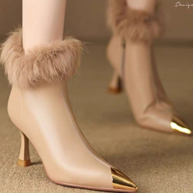 Women's New Design Boots Pointed Toe Minimalist Style Fashionable Comfortable Triple Apricot fashion