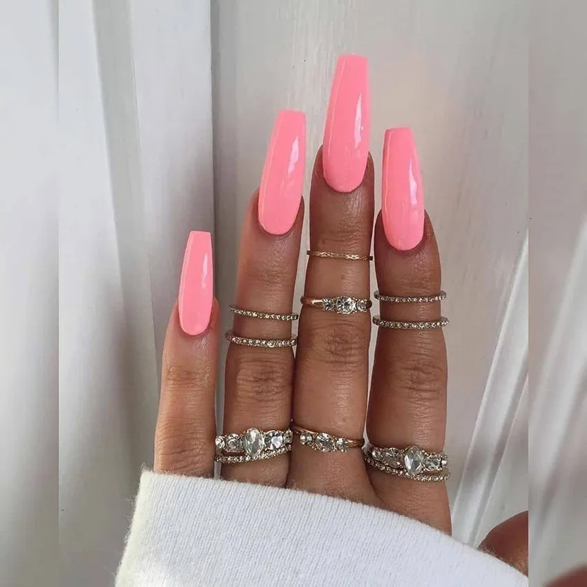 100Pcs Candy Color Long Ballet Dancer False Nail Tip Full Cover Matte Acrylic False Nail Tip DIY Beauty Hand Extension Tool 240705