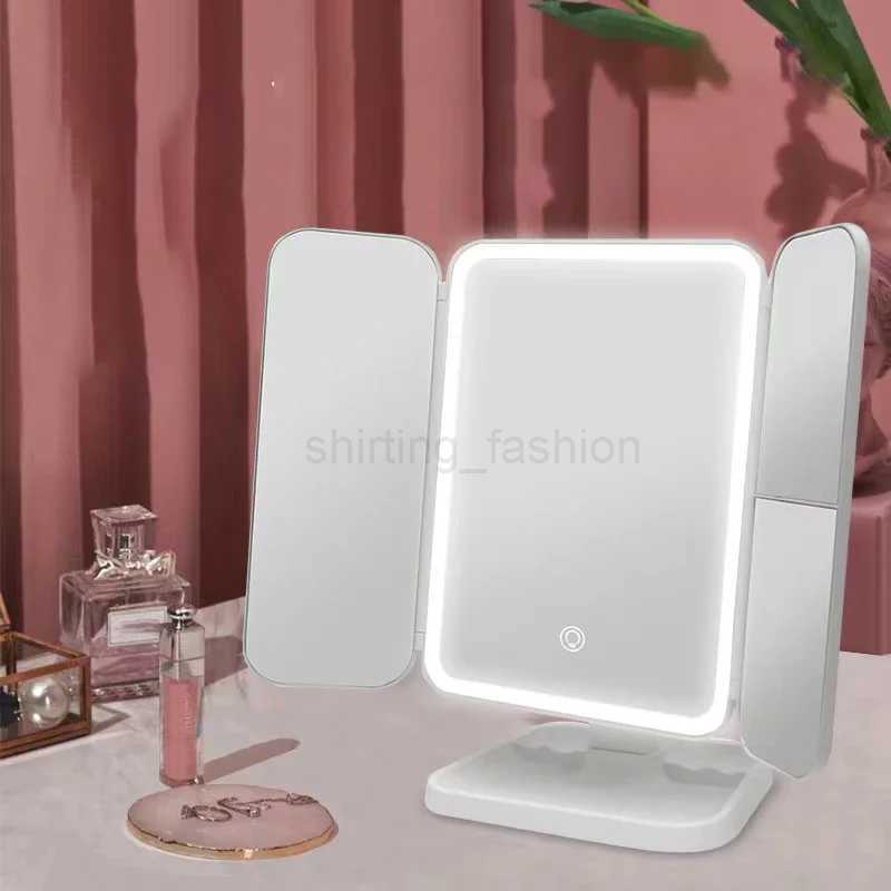 Trifold Makeup Mirror LED Lights Dorm Dressing Mirror Beauty Light up your fill light with Smart Complementary Makeup Mirror TriCL240708
