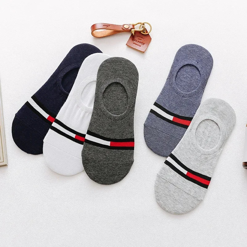 5 Pairs/5 Colors Spring Summer Love Bear Cotton Men Women Thin Breathable Leisure Boat Socks Silicone Invisible Ankle 240703