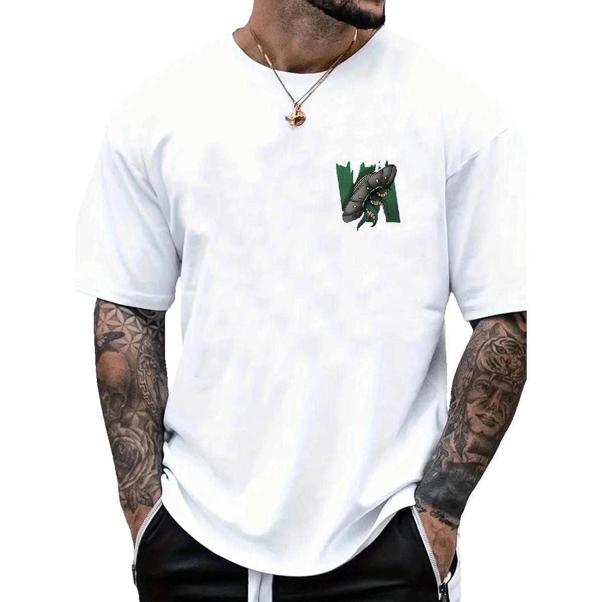 Casual New Floral Print Tops: 5A Cotton O-Neck Short Sleeve T-shirt for Men Outdoor