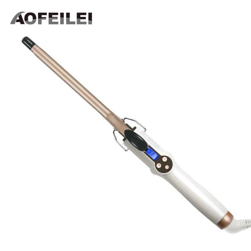 New Arrival Aofeilei Professional Curling Iron Ceramic Curling Rod Roll Beauty Styling Tool with LCD Display Screen 9mm Curler Z241022