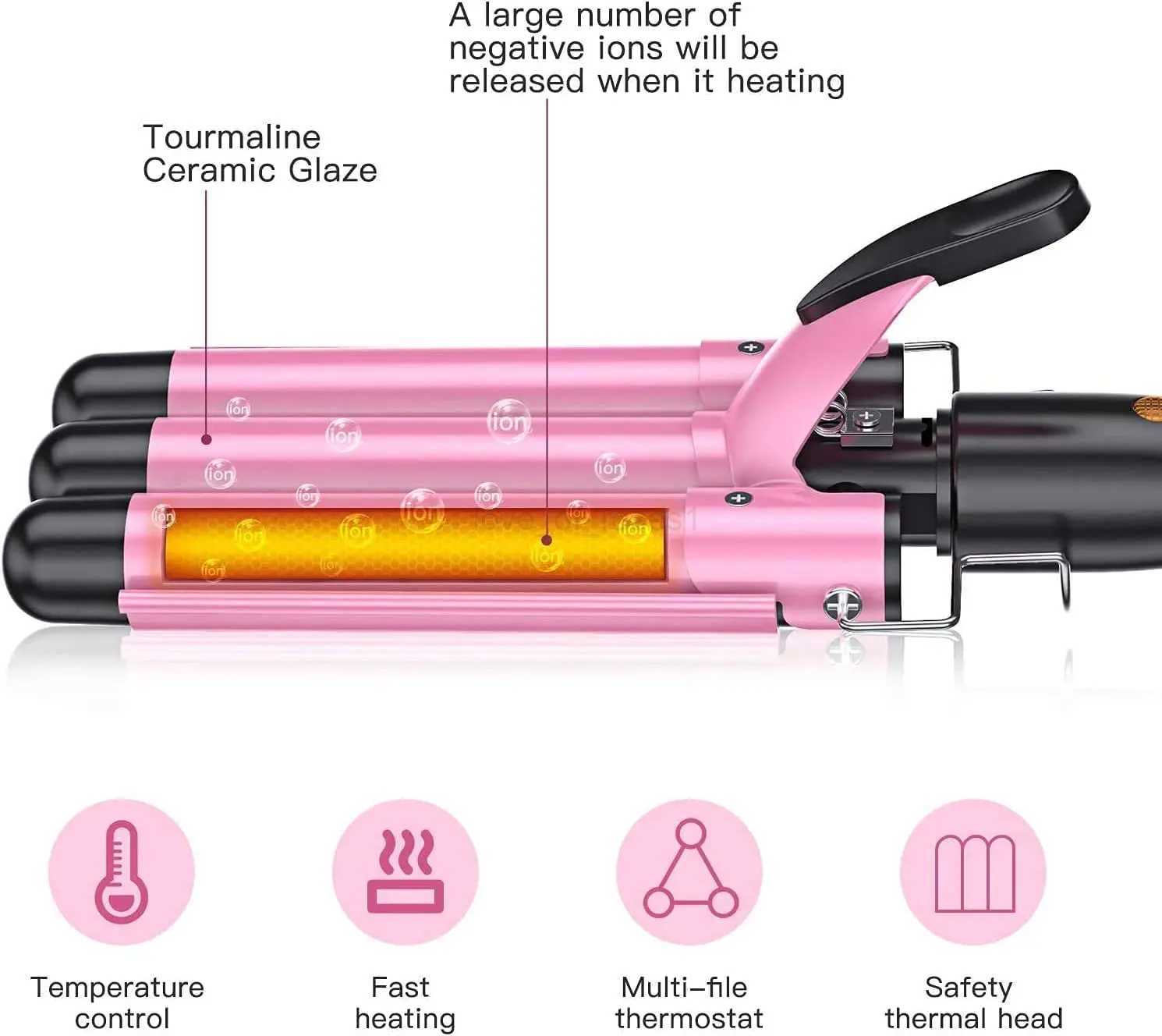 3 Barrel Curling Iron Ceramic Styling Tools for All Hair Styling ToolsProfessional Hair Tools Curler Iron for Hair 25mmM240709