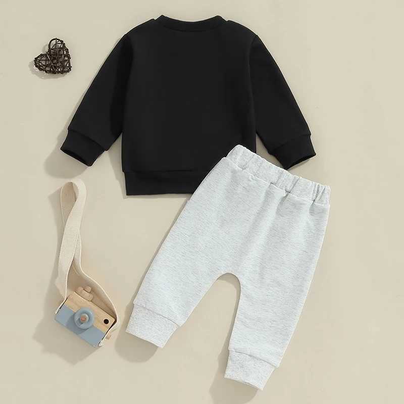 Clothing Sets 0-3Y Little Boy Spring Fall Outfits Letter Print Long Sleeve Sweatshirt and Pants Sets Toddler Clothes 2024 New Boys Tracksuits R240708