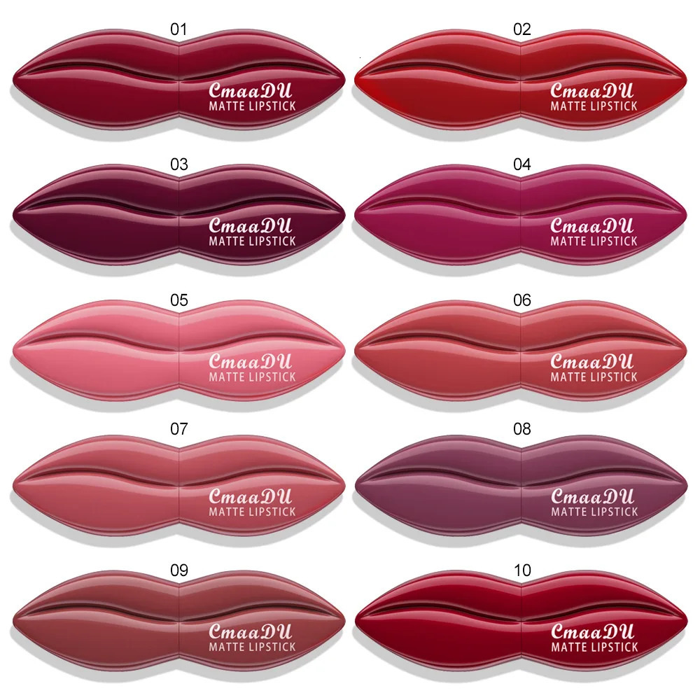 10 color matte lipstick velvet rich color rendering lipstick tool durable waterproof lipstick 240705
