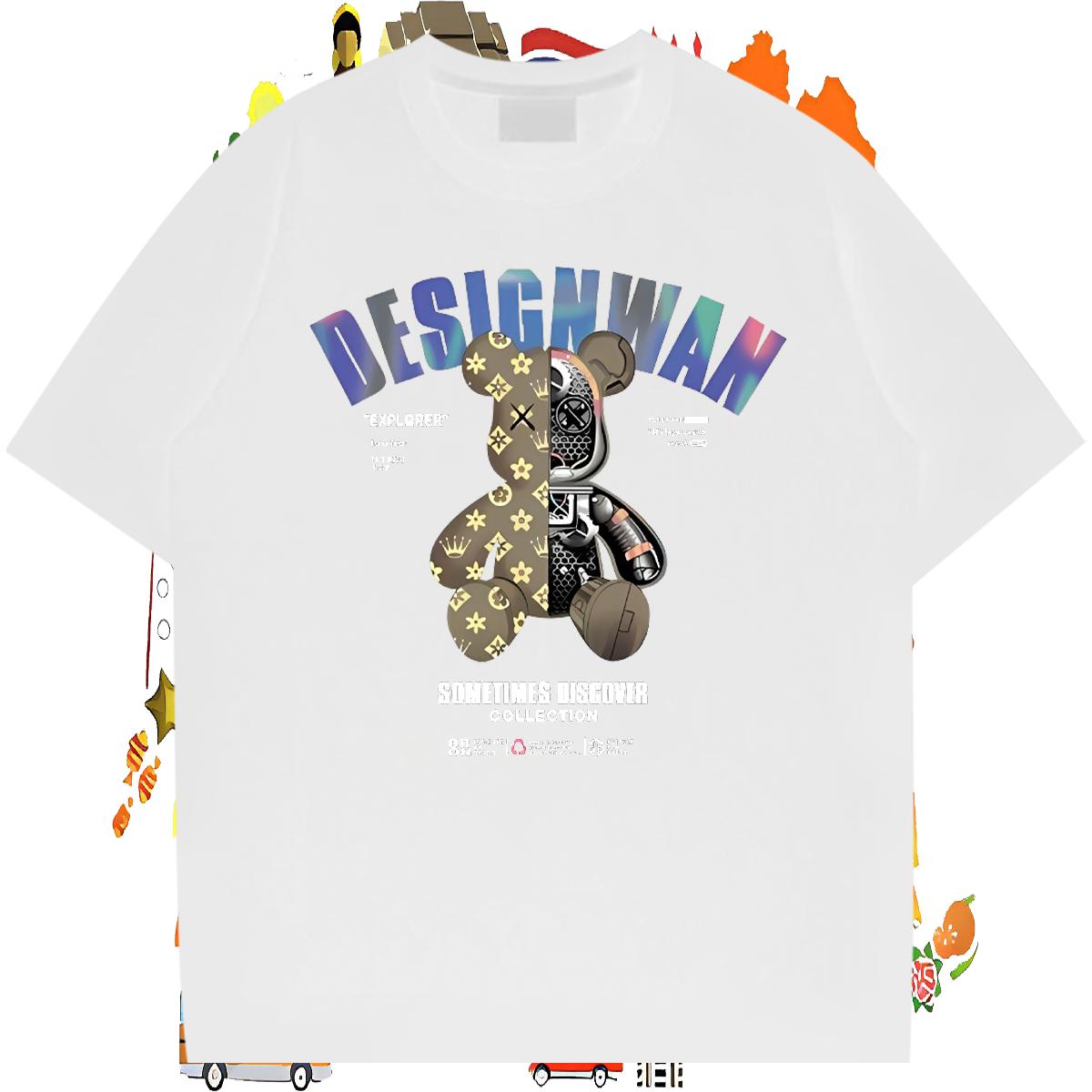 2024 Summer Man T Shirts DIY Printed Hip Hop Street Men Tops Tees Breathable Crew Neck Designer