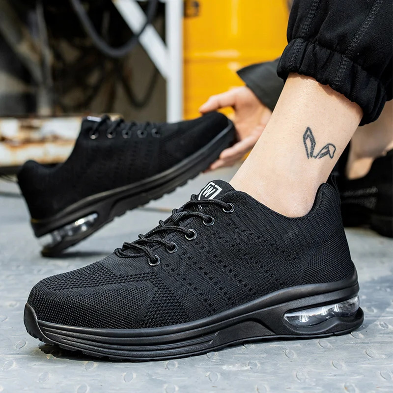 Men With Steel Toe Cap Anti-smash Sneakers Safety Lightweight Indestructible Work Boots Hiking Shoes 240702