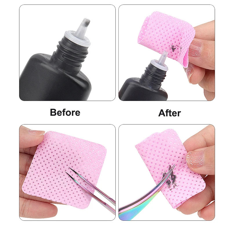 200Pcs/box unlined nail wet towel eyelash extension glue wet towel cleaning cloth non-woven nail gel removing cotton pad 240705