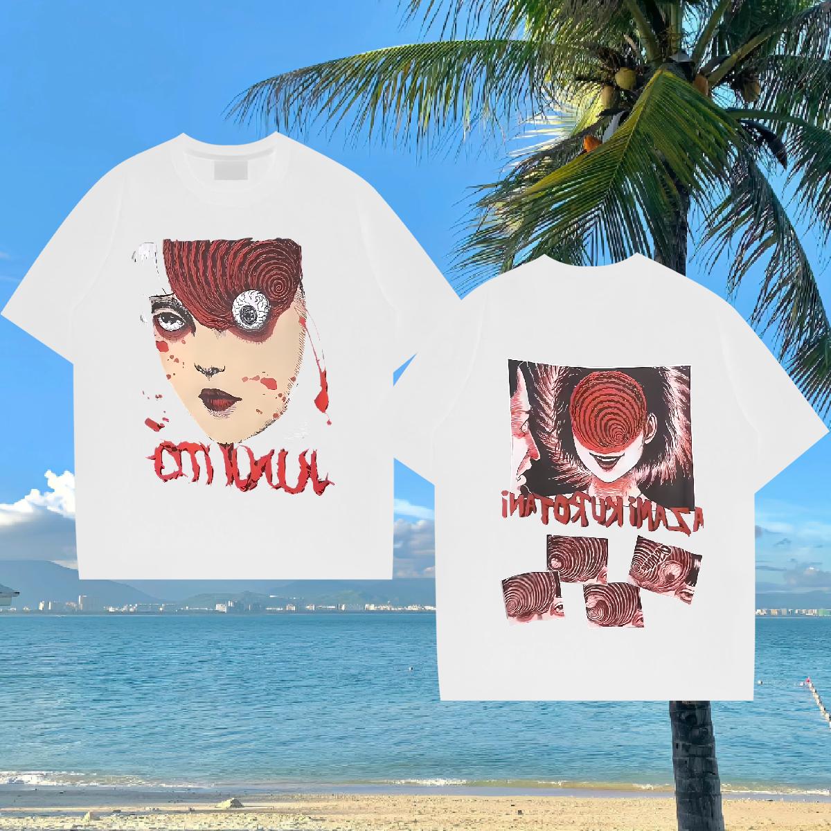 Casual New T shirt Skull Anime Printing Street Men Tops Tees Cotton Breathable Short Sleeve Brand