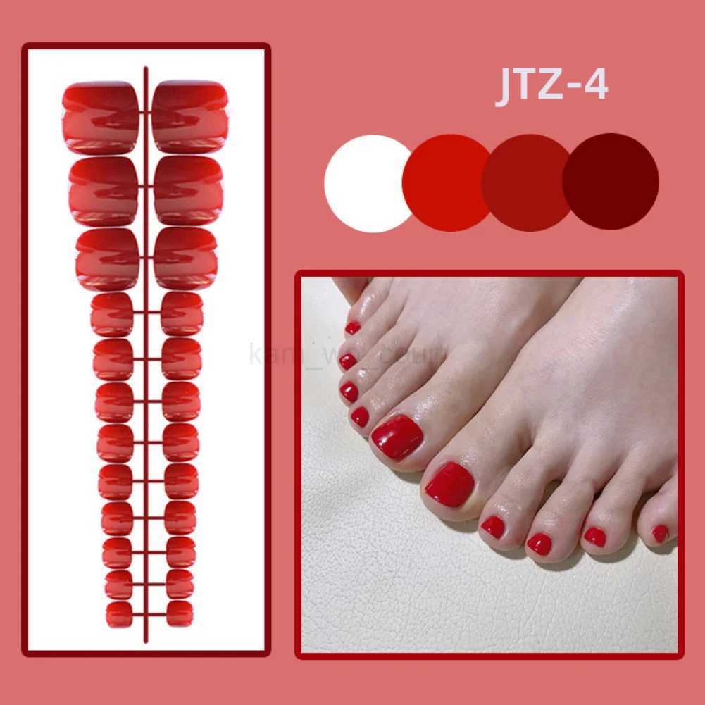 24P Acrylic Toenails Tips Bright Faced Press On Nails Art Removable Fake Toenails With Glue Full Cover Artificial Toe False NailM240708