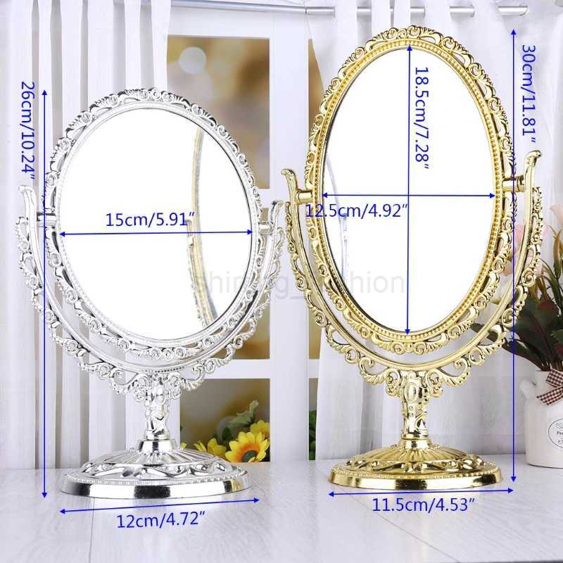 2 Sides Makeup Mirror Stand Table Cosmetic Mirror Plastic Dresser Mirrors ToolsCL240708