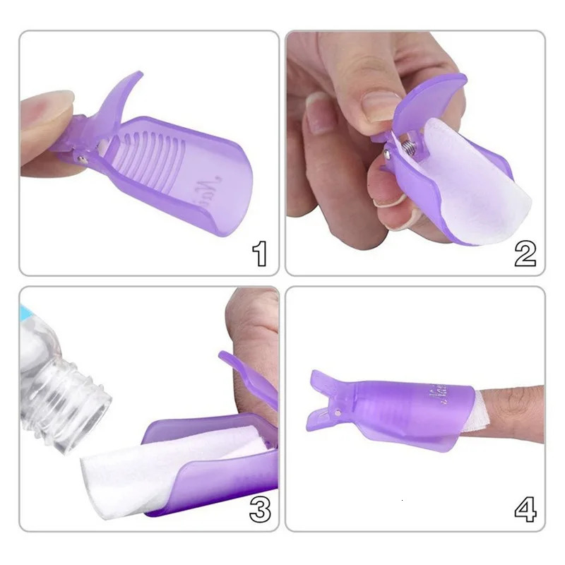 Nail polish removal clip 10 reusable Soak Off gel plastic nail art Soak Off clip cover UV gel 240705