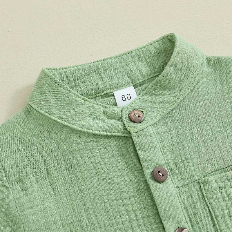 Clothing Sets Pudcoco 2Pcs Toddler Baby Boys 100% Cotton Clothes Solid Short Sleeve Button Shirt Tops Shorts Set Summer Casual Set 6M-4T R240708