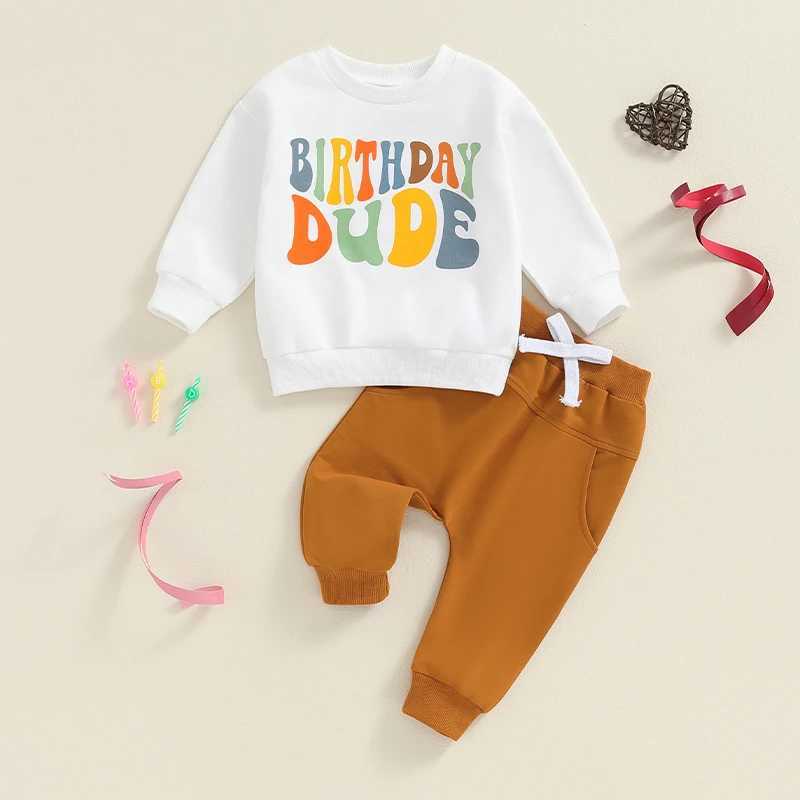 Clothing Sets 0-4Y Little Boys Casual Pant Outfits Letter Print Long Sleeve Pullover Tops Sweatshirt Pants Sets Toddler Tracksuits Spring Fall R240708