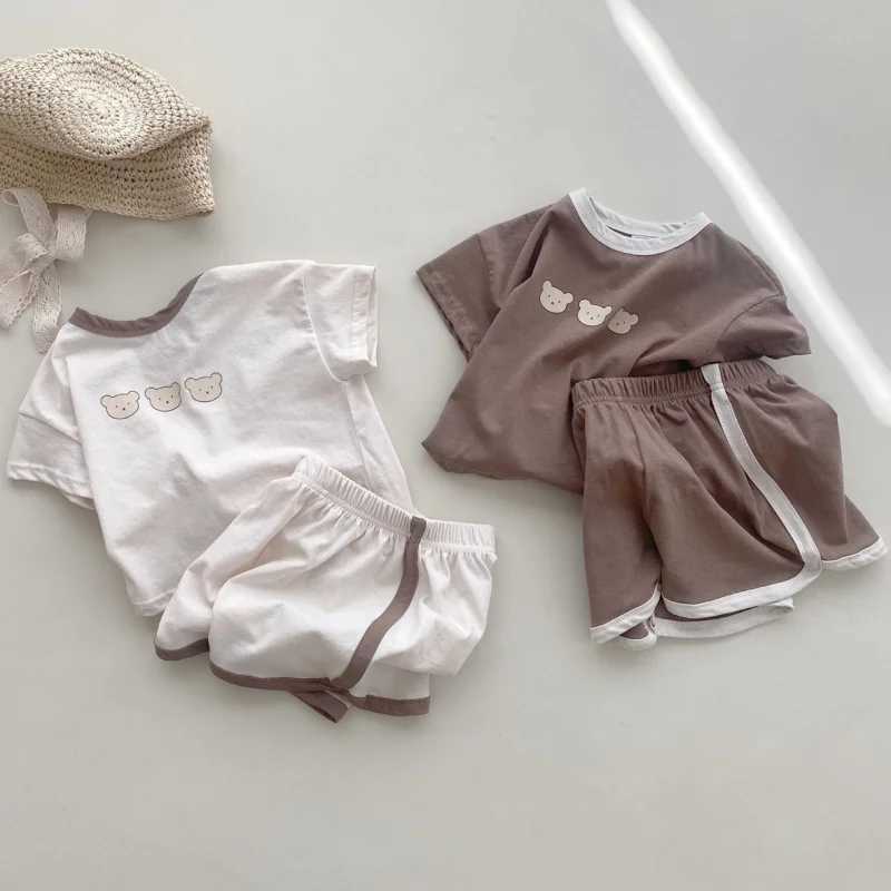 Clothing Sets Child New Casual Sports Clothes Sets Summer Tracksuits Cute Bear Print T-shirt+Short Babies Fashion T-shirt 2 Piece/Sets R240708