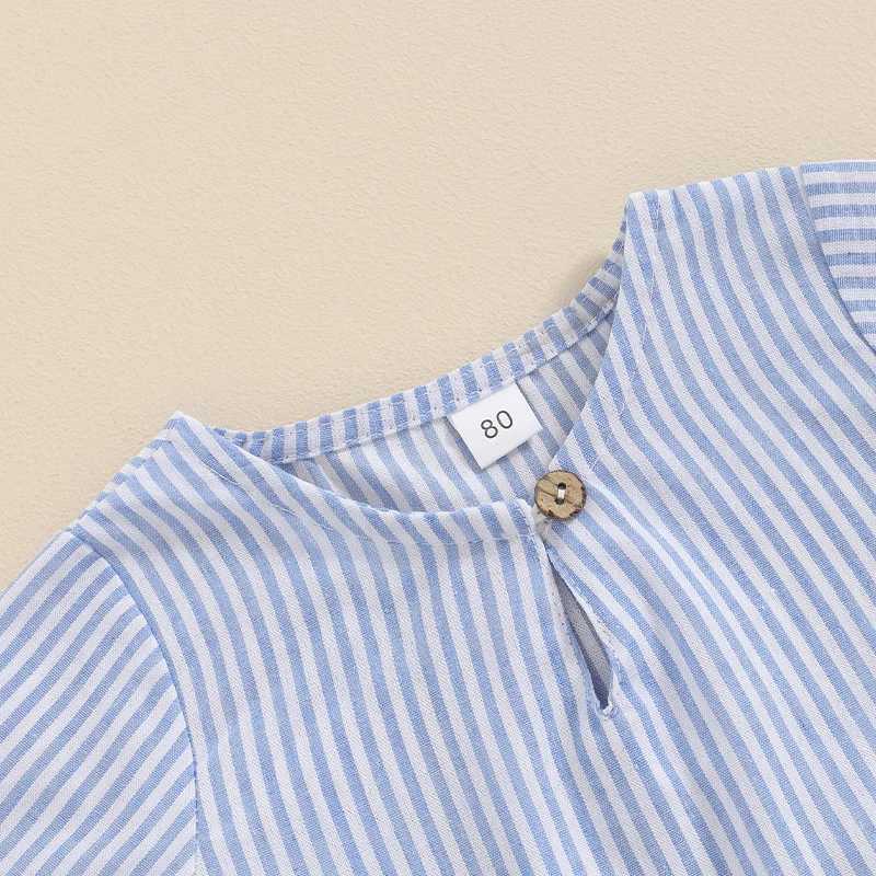 Clothing Sets Pudcoco 2Pcs Baby Boy Summer Outfits Short Sleeve Striped Print T-Shirt Button Shorts Set Toddler Clothes 6M-4T R240708