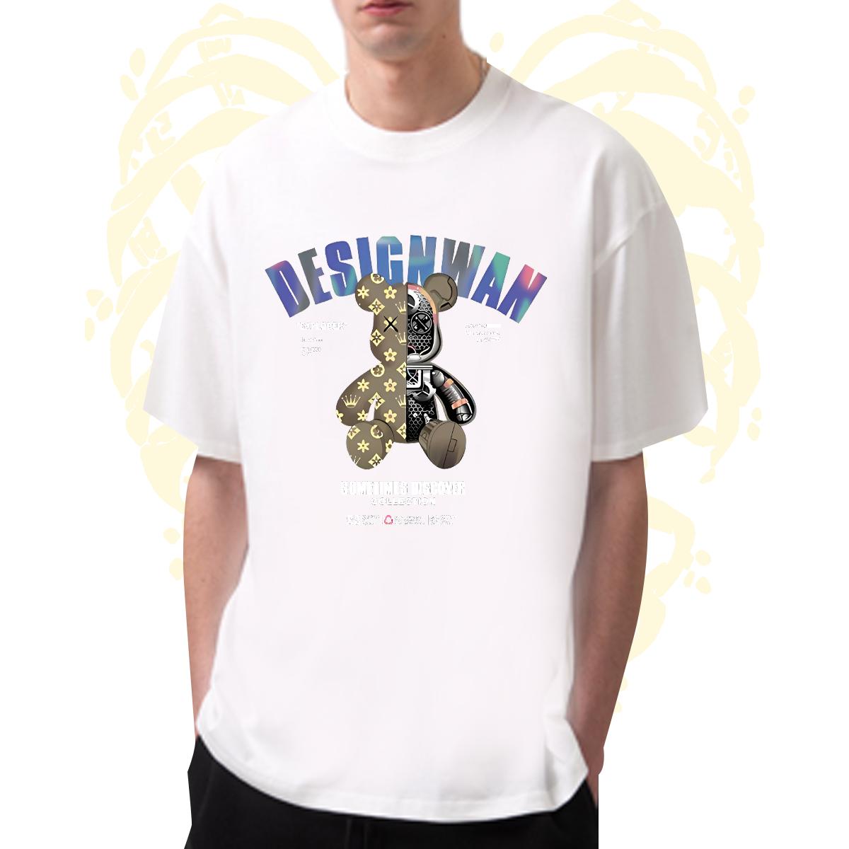 Popular T-Shirts Sports Casual 180g Cotton Couples T Shirts Wholesale Cartoon Print Top Tees