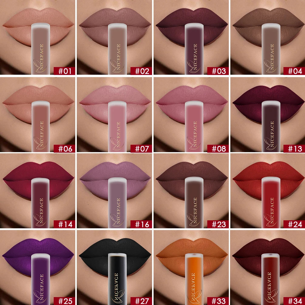 NICEFACE Nude Liquid Lipsticks waterproof velvet matte lip gloss long-lasting non stick cup lip gloss makeup pigment cosmetics 240705