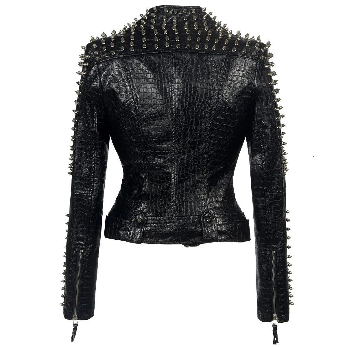 Autumn Goth Slim Short Leather Jacket Womens Coats Long Sleeved Clothes Harajuku Fashion Tops Women Y2k Rivet Black Jackets 240625