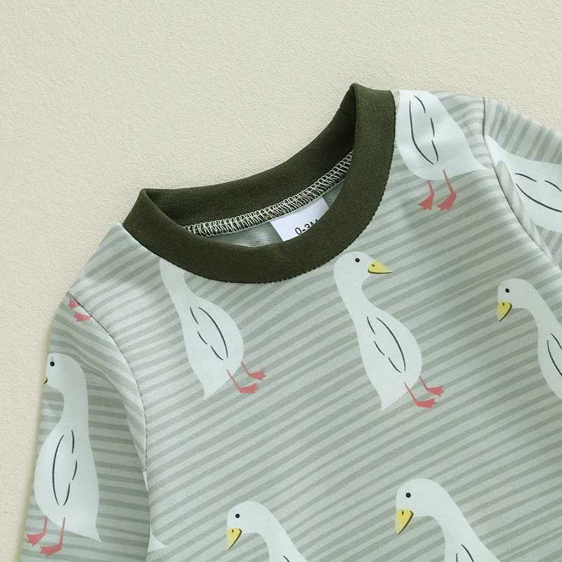 Clothing Sets Baby Boy Fall Outfits Duck Print Long Sleeve Sweatshirt Elastic Waist Pants 2 Piece Sets Toddler Casual Tracksuits Kids Clothes R240708