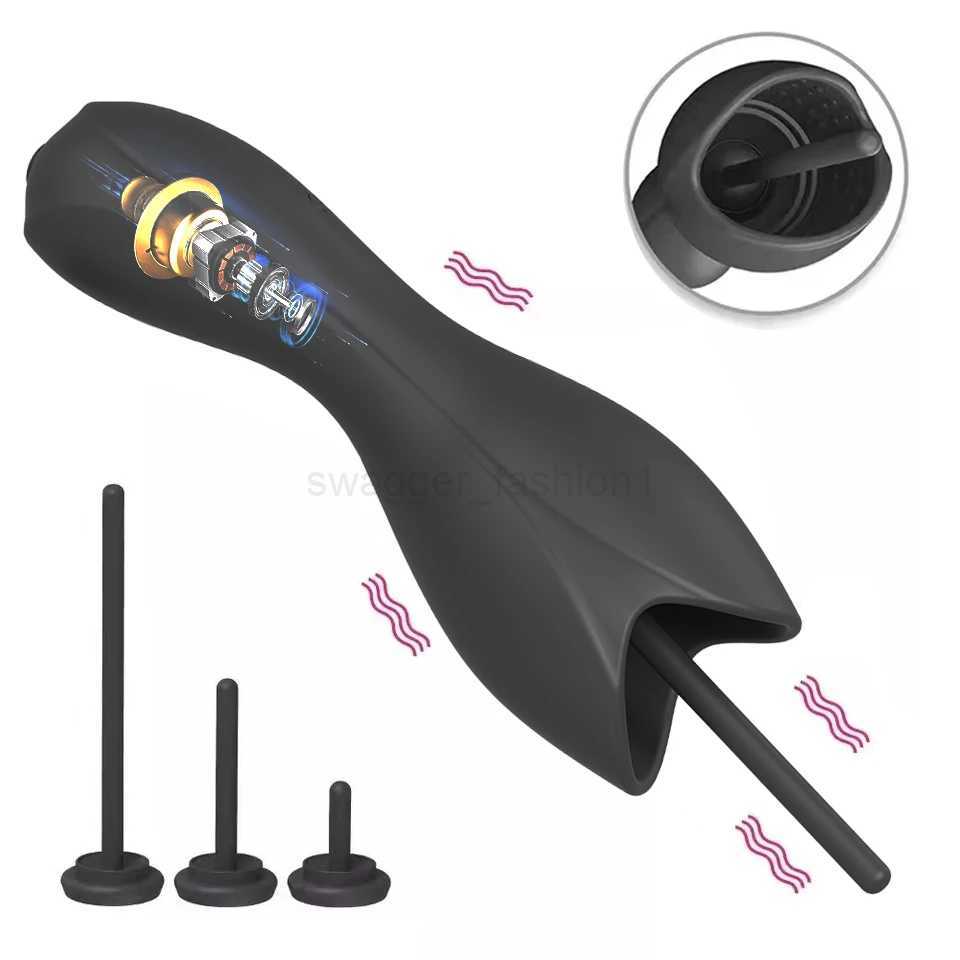 Male Penis Vibrator Glans Massager Urethra Plug Horse Eye Stimulation Silicone SM Adult sexes Toys for Men Masturbation CupB240708