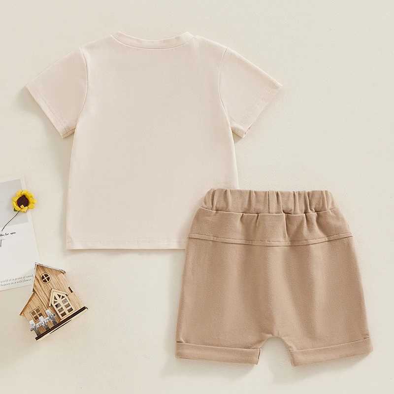 Clothing Sets 2Pcs Little Boys Outfit Toddlers Baby Boys Summer Letter Print Short Sleeve T-Shirt Tops + Elastic Waist Shorts Clothing