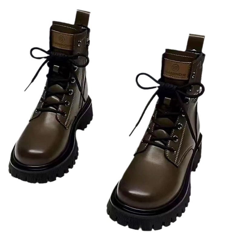 Soft leather thick soled Martin boots for women spring, summer autumn single boots winter plush British style popular Instagram trend