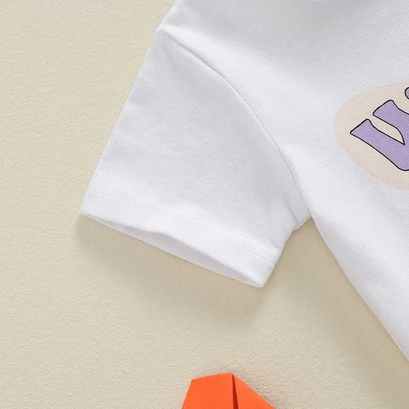 Clothing Sets 2024-05-09 Lioraitiin Toddler Girls Summer Outfits Letter Print Round Neck Short Sleeve Tops Elastic Waist Flare Pants 2Pcs Set R240708