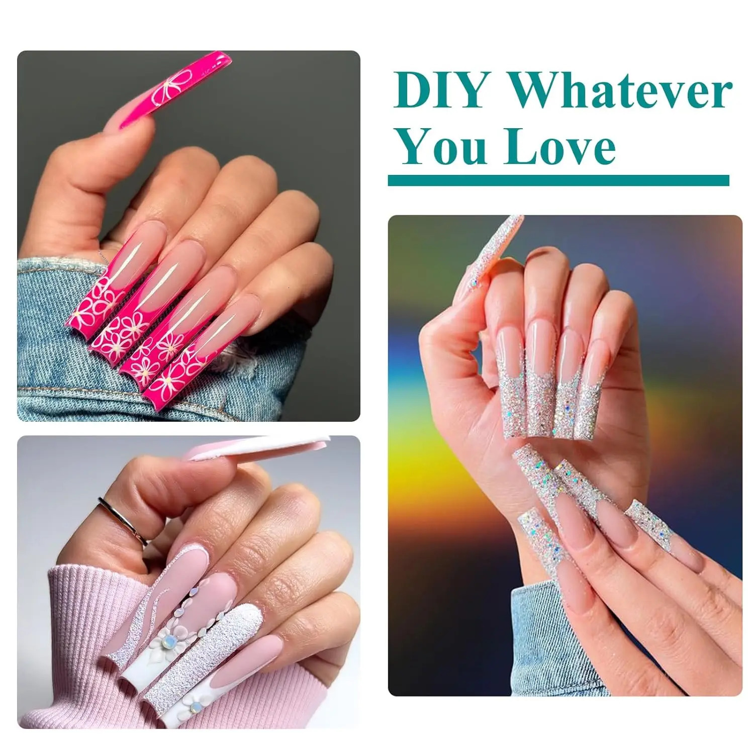 240PC Professional 3XL Super Long Transparent Square Nail Tip 12 Size Half Cap Acrylic Nail No C-Curve Rectangular False Nail Tip 240705