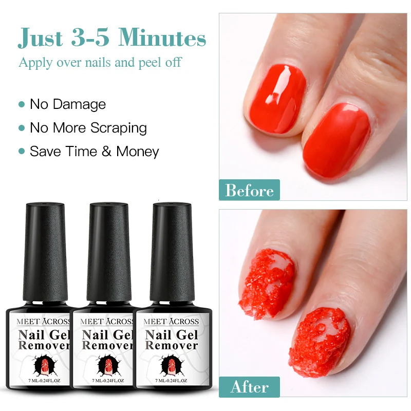 MEET ACROSS 7ML Magic Quick gel nail polish Varnish Soak Off UV Cleaning Function gel Removal Tool Nail Art 240705