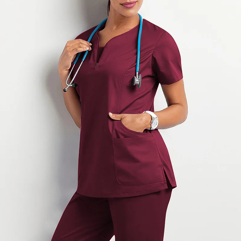 Custom Print Scrubs Blouse Women Salon Pet Work Wear Shirts Spa Grooming Institution Blouse Scrubs Tops 240704