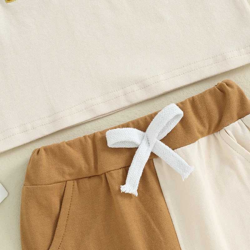 Clothing Sets Pudcoco 2Pcs Baby Boy Summer Outfits Short Sleeve Embroidery T-Shirt + Contrast Color Shorts Set Toddler Clothes 0-3T R240708