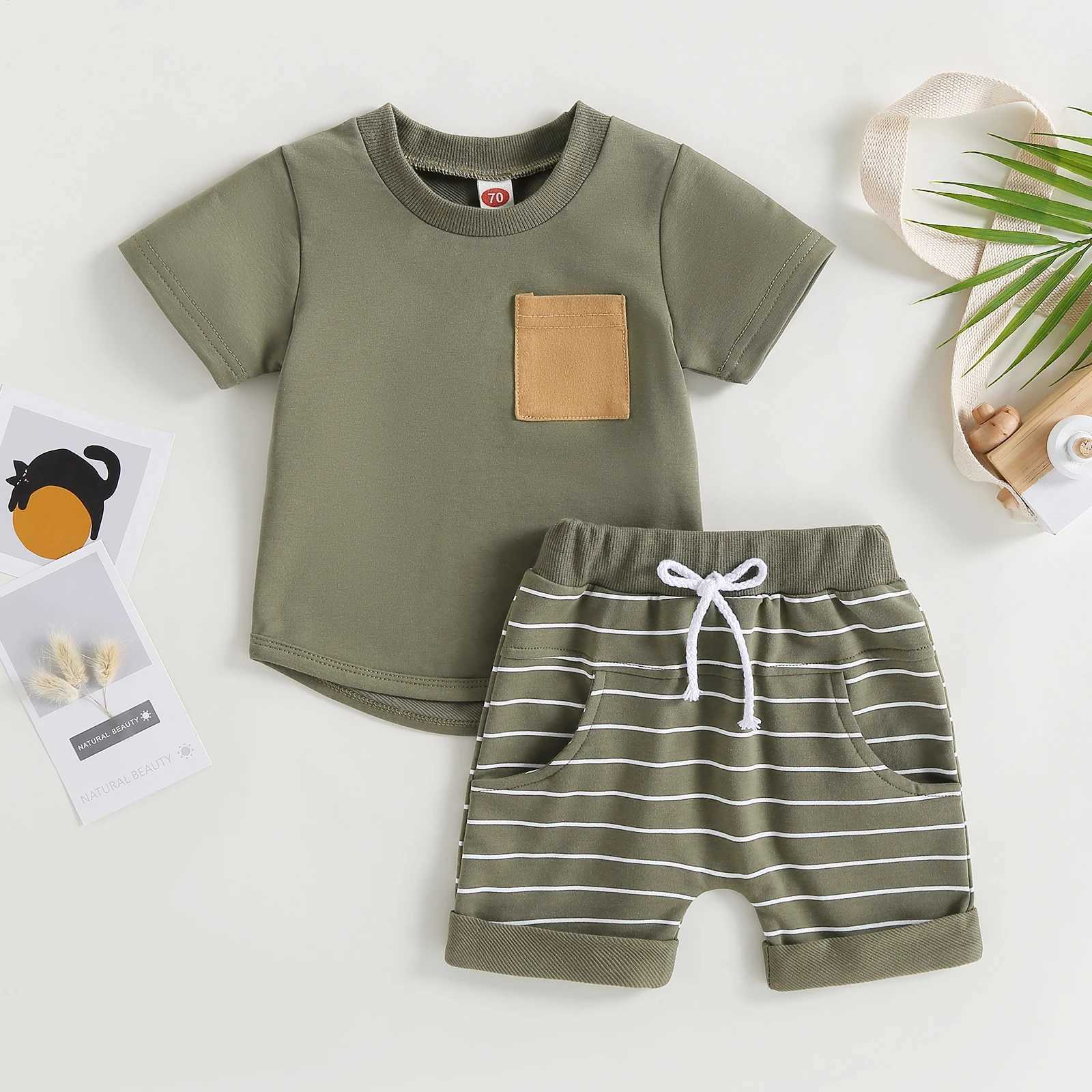Clothing Sets Pudcoco Infant Newborn Baby Boys Summer Outfit Sets Black Short Sleeve O Neck Letter Tops Cattle Head Cactus Print Shorts 0-18M R240708